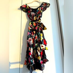 Elie Tahari Ryder black floral silk dress